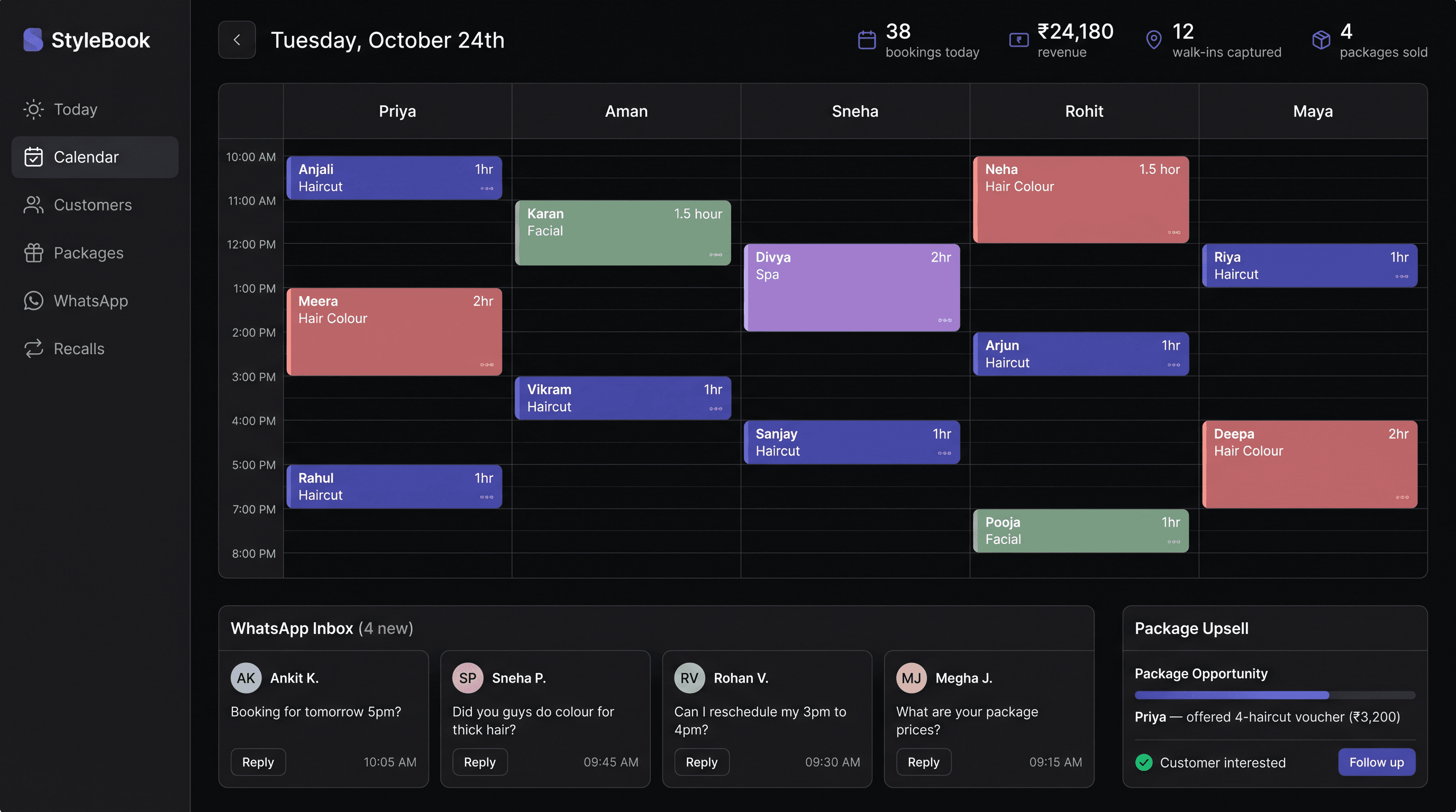 Example Salons & Wellness product UI built by NVSX Labs